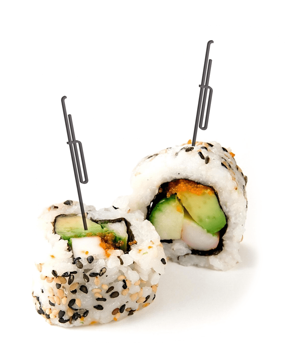 California rolls with FB toothpicks