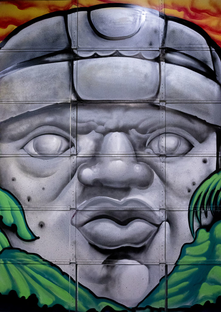 Angel Diaz Olmec mural at Splinter