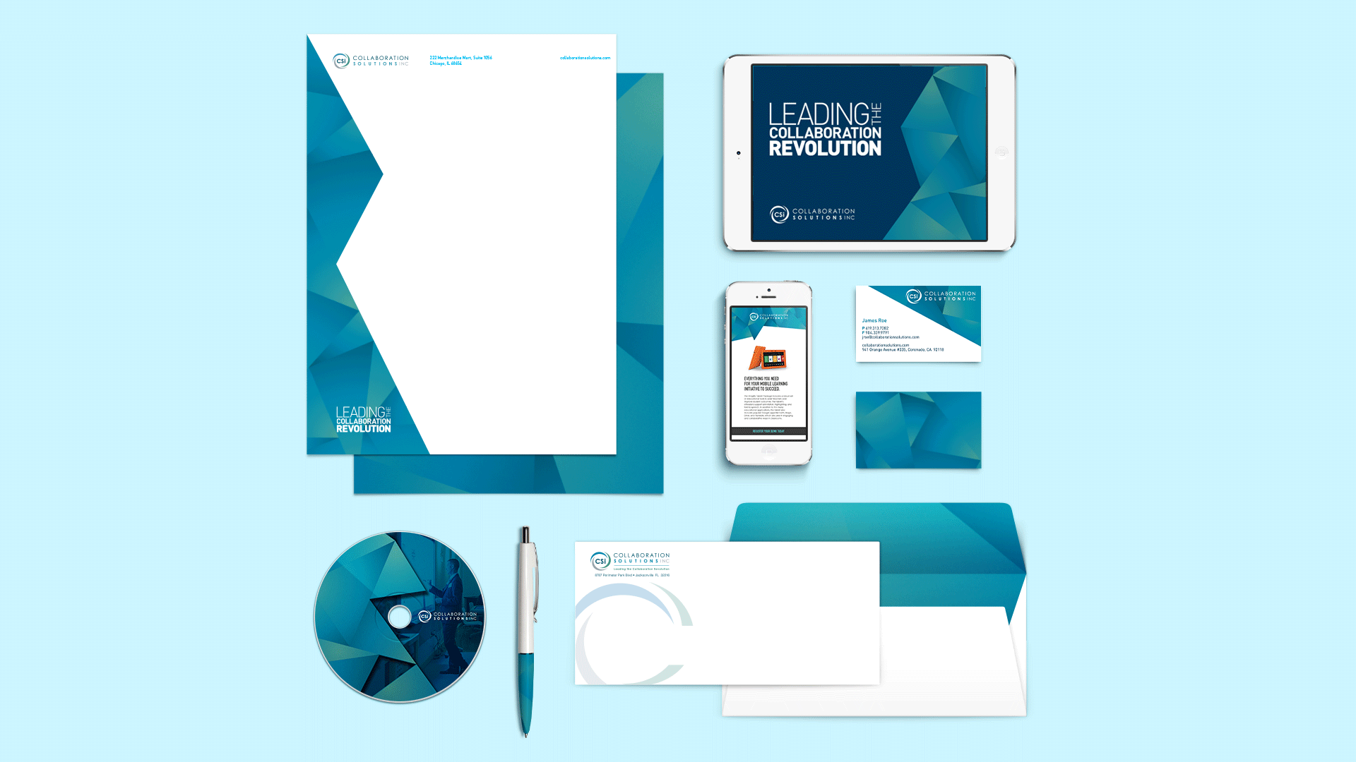 Collaboration Solutions letterhead, business cards, envelopes, email and PowerPoint design