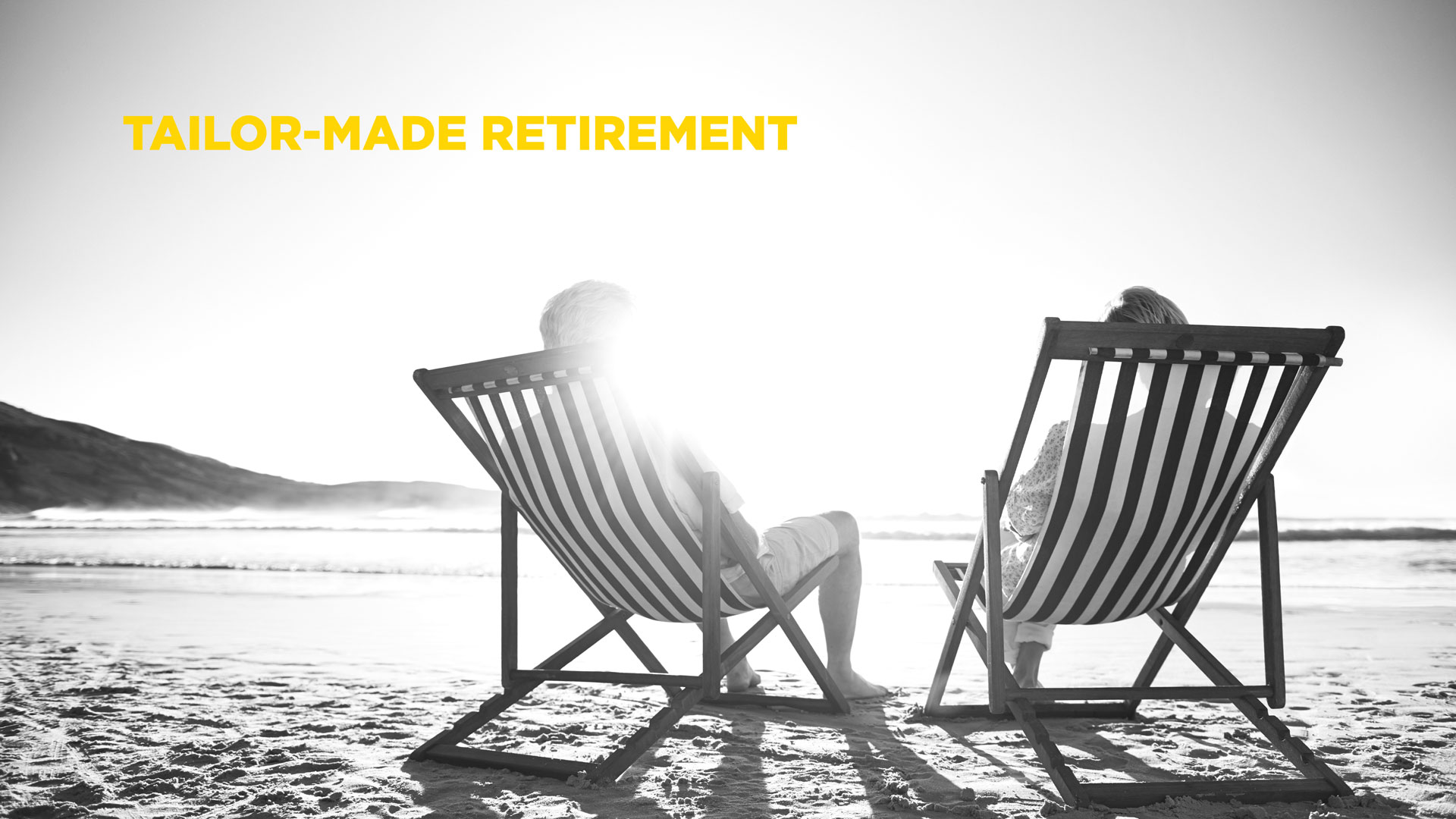 two people in lounge chairs on the beach enjoying their tailor-made retirement