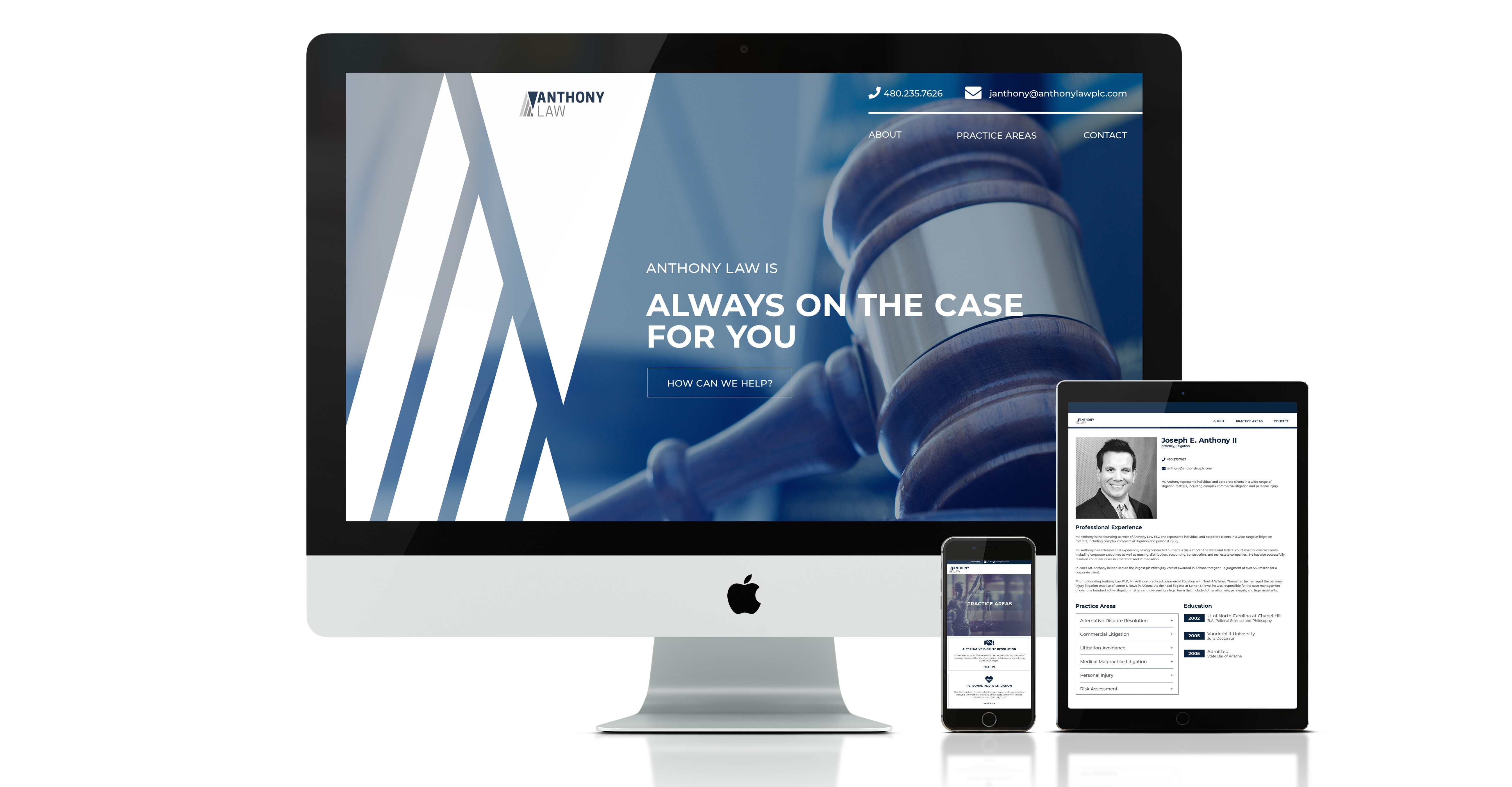 Anthony Law Website across multiple digital platforms